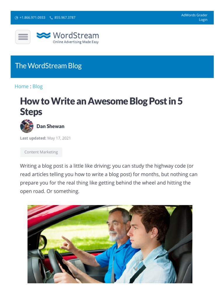 How To Write An Awesome Blog Post In 5 Steps Wordstream Pdf