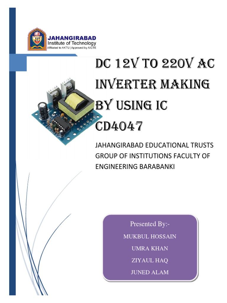 DC 12V To 220V Ac Inverter Making by Using Ic CD4047 | PDF | Power