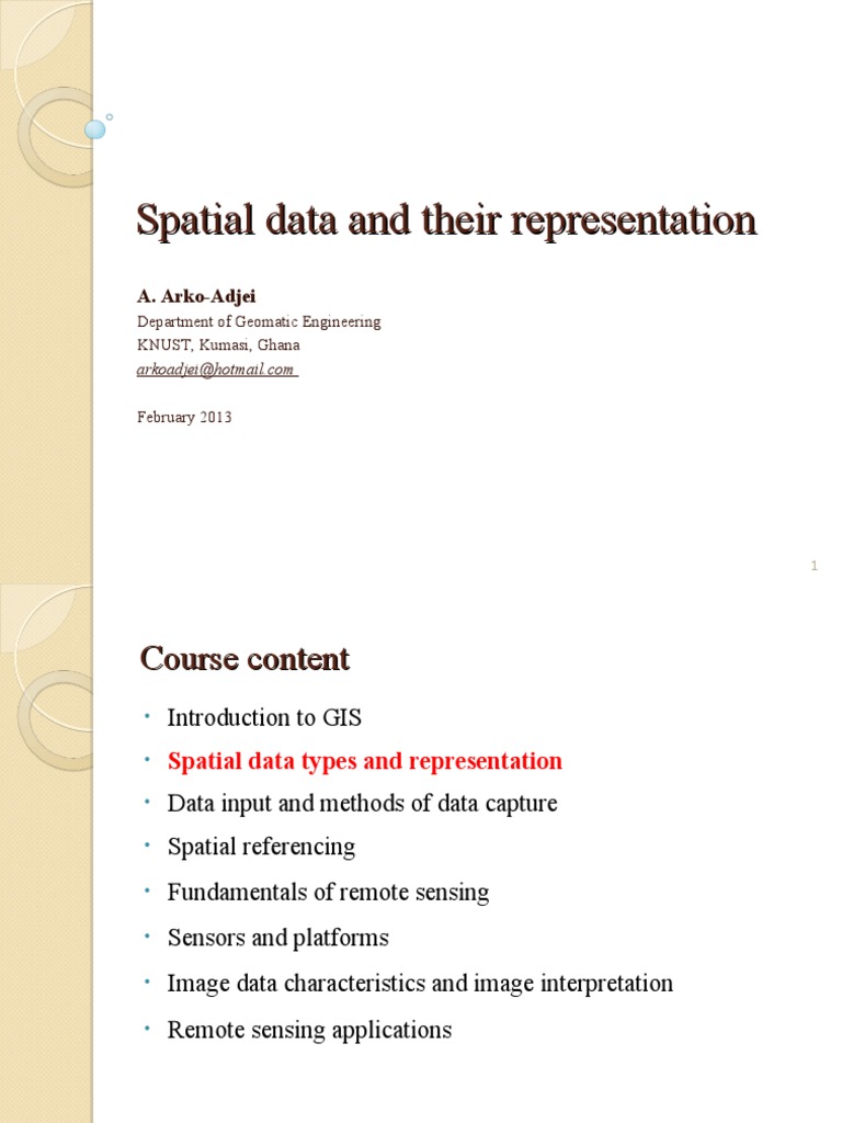 Types and Representation of Spatial Data | PDF | Geographic Information ...