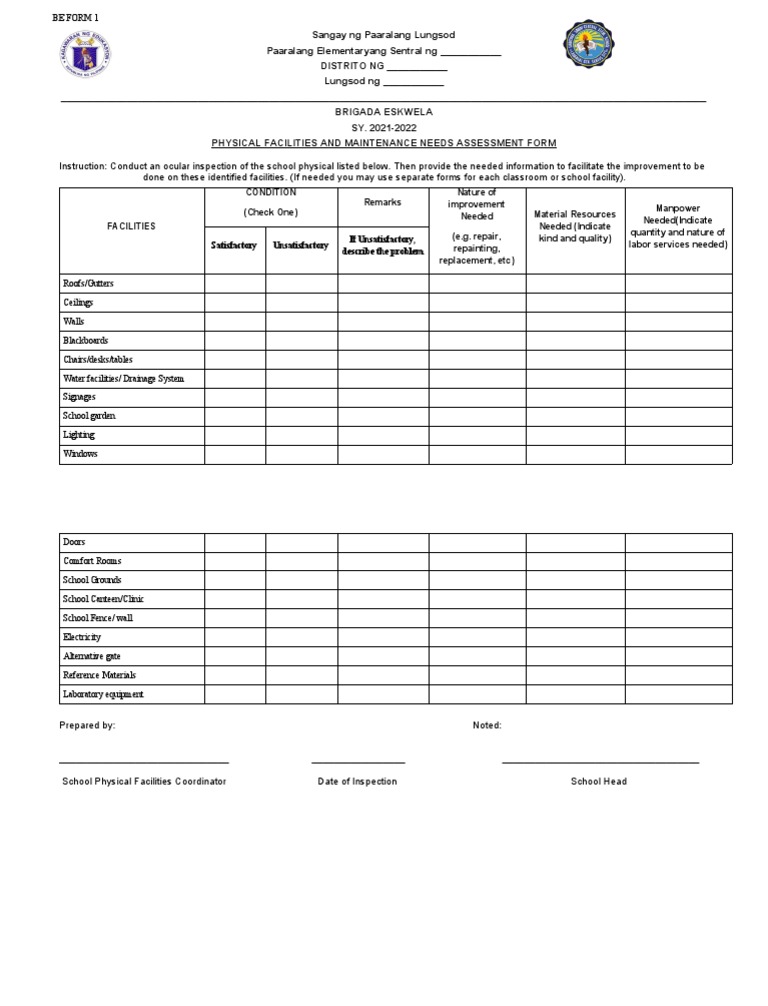 Brigada Eskwela Form 1 | PDF