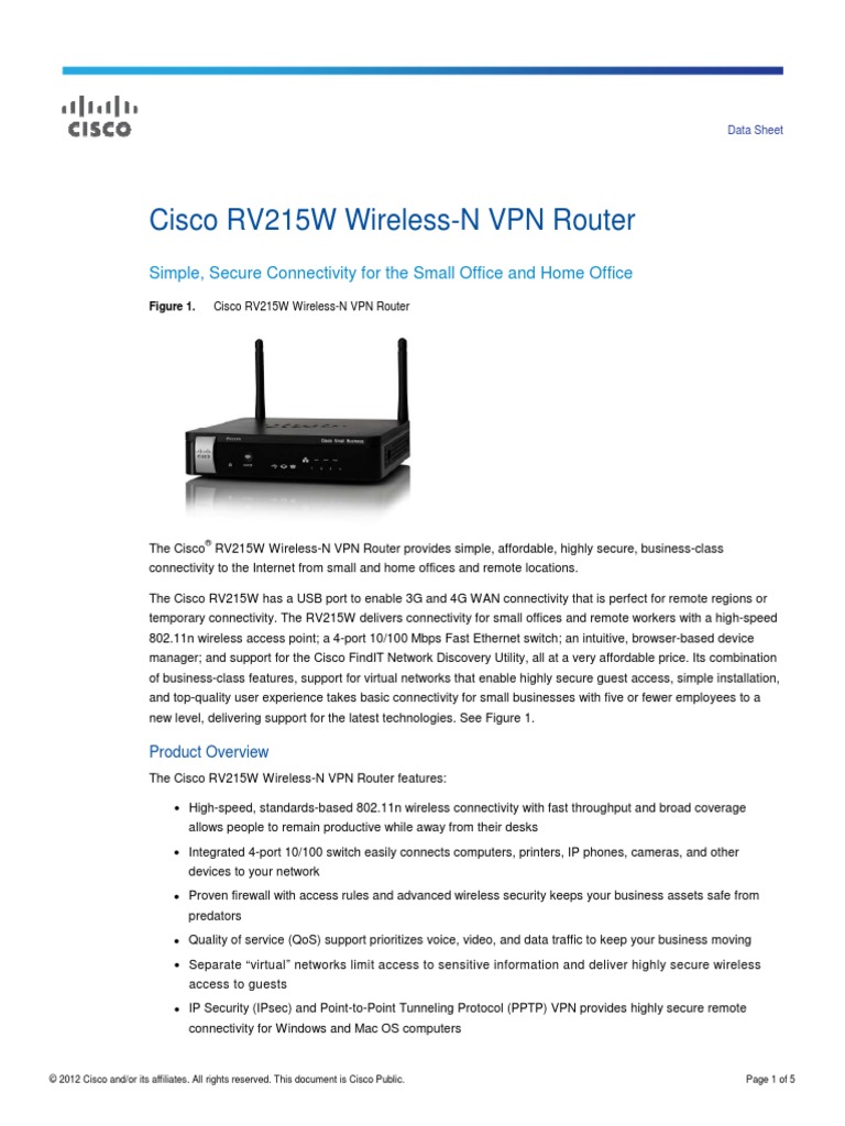 Cisco RV215W Wireless-N VPN Router: Simple, Secure Connectivity For The ...