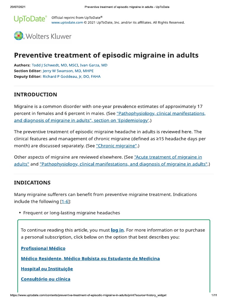 Preventive Treatment of Episodic Migraine in Adults PDF