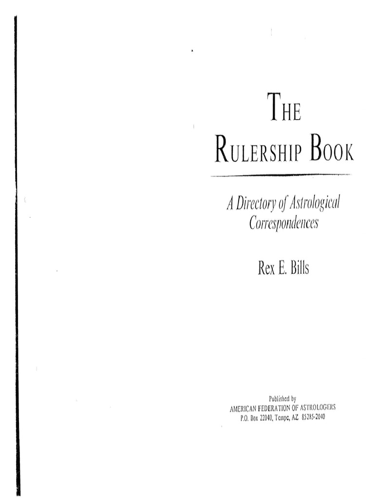 Rex E. Bills The Rulership BookAmerican Federation of Astrologers