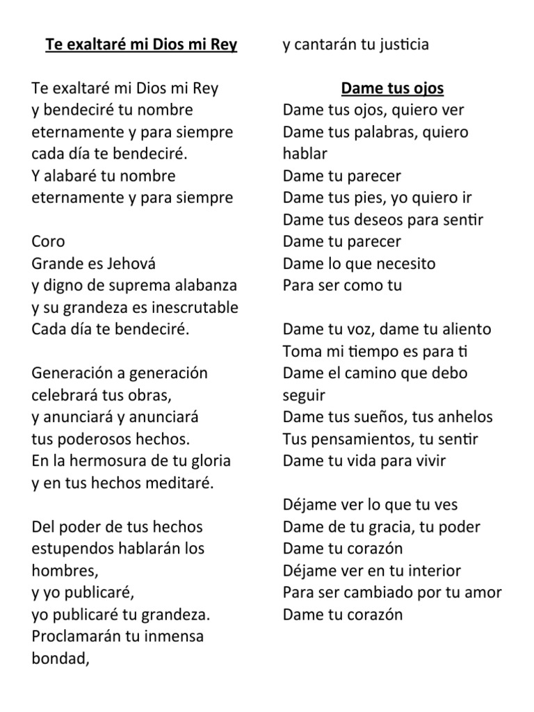 Te Exaltaré Mi Dios Mi Rey | PDF
