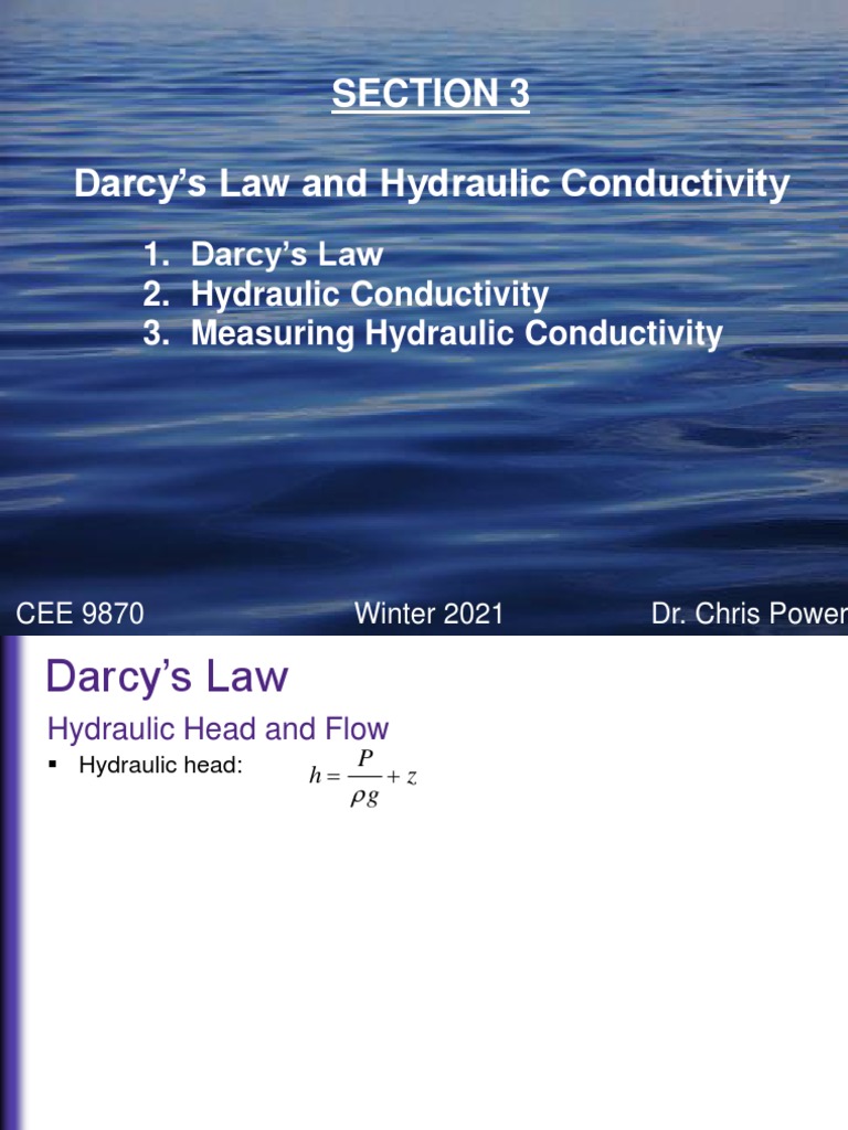 Darcy's Law and Hydraulic Conductivity PDF Fluid Dynamics