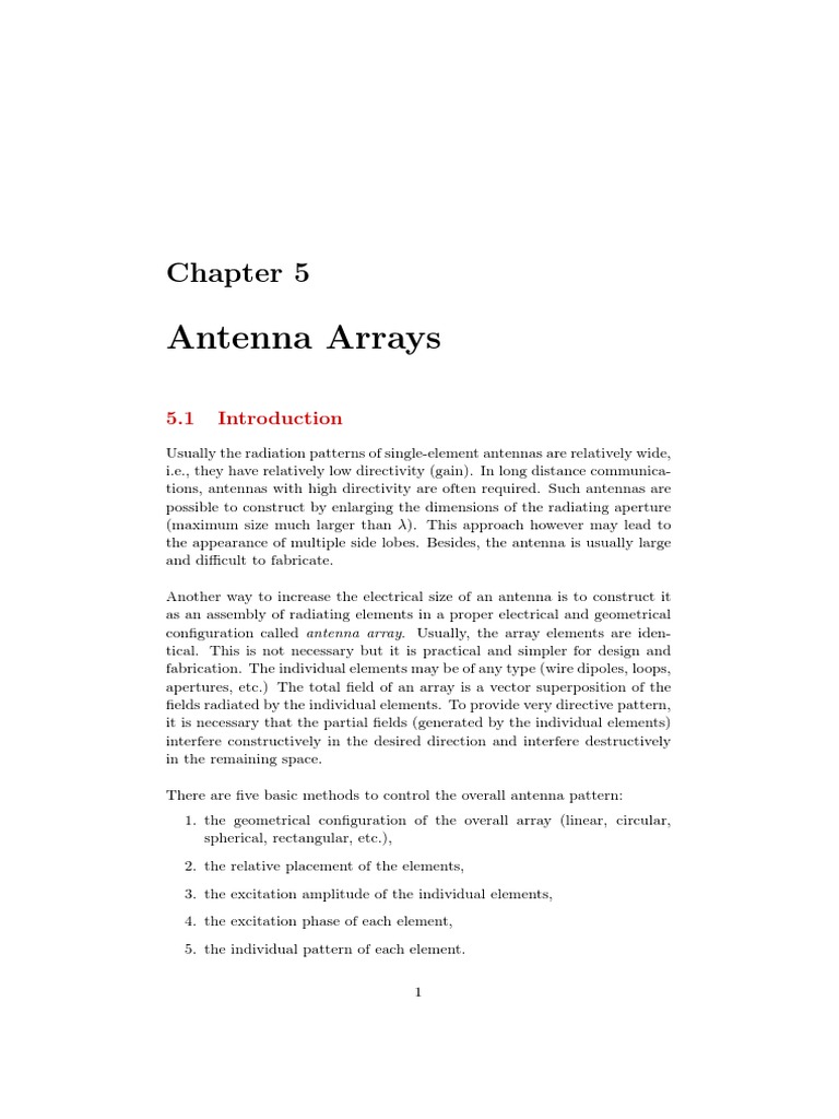 Antenna Analysis and Design Chapter 5 PDF Antenna (Radio