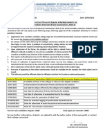 Form fill-up notice for MAKAUT intermediate exams