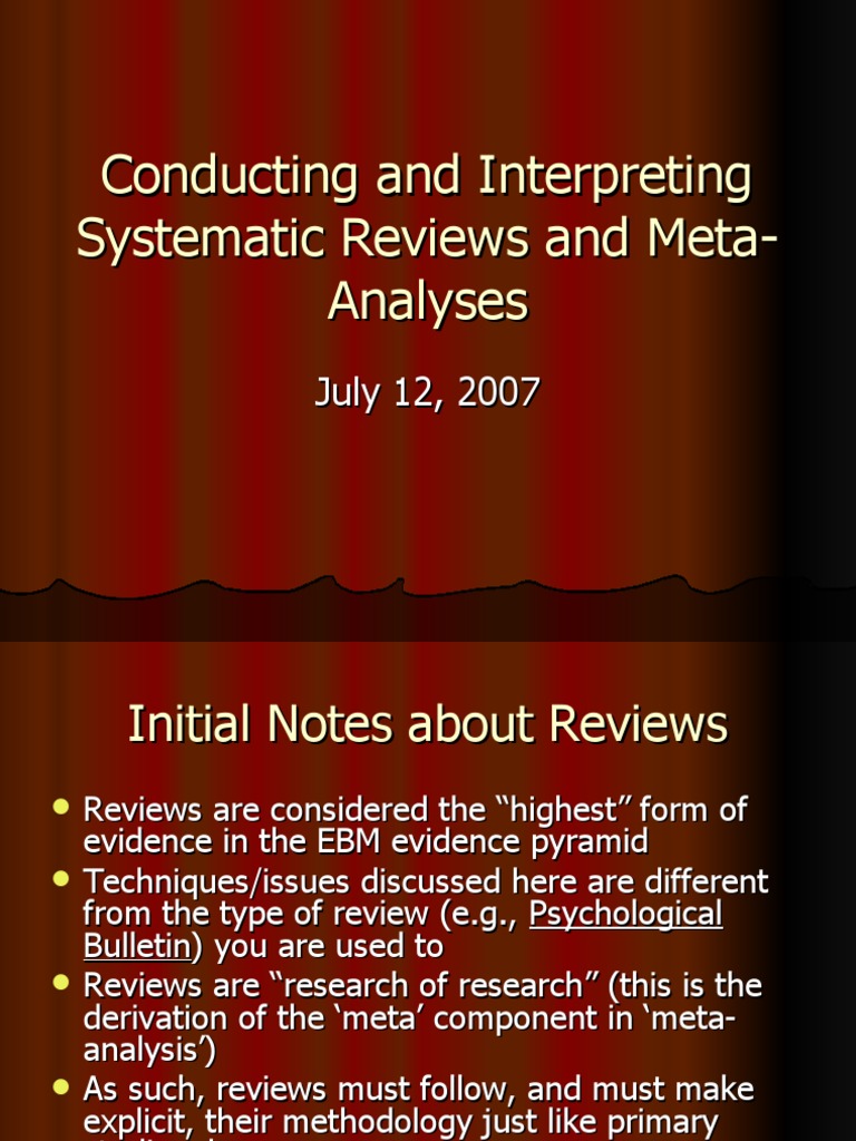Systematic Reviews and Meta-Analyses Guide | PDF | Systematic Review ...
