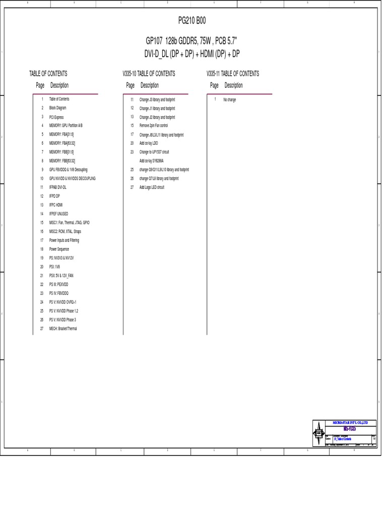 MSI GeForce GTX 1050 Ti GAMING X 4G MS-V335 Rev 1.0 Schematic | PDF