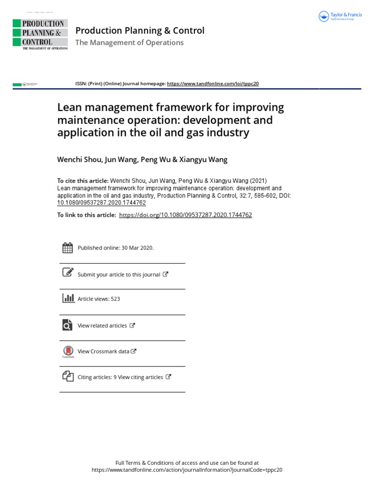 Lean Management Framework For Improving Maintenance Operation ...