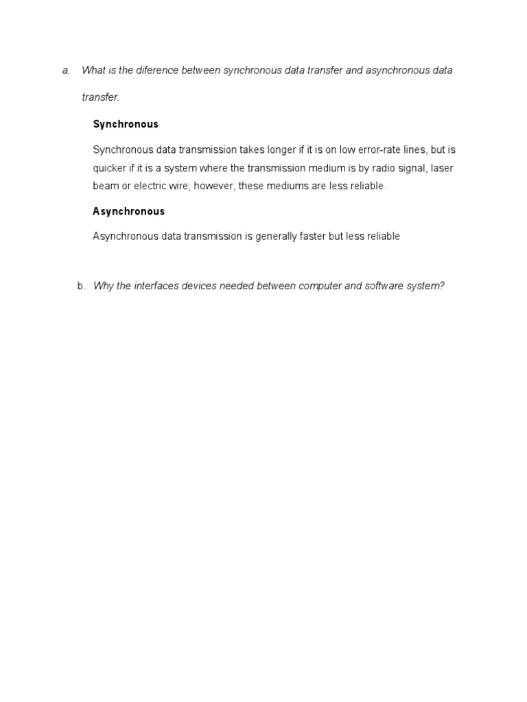Synchronous vs. Asynchronous Data Transfer | PDF | Technology & Engineering
