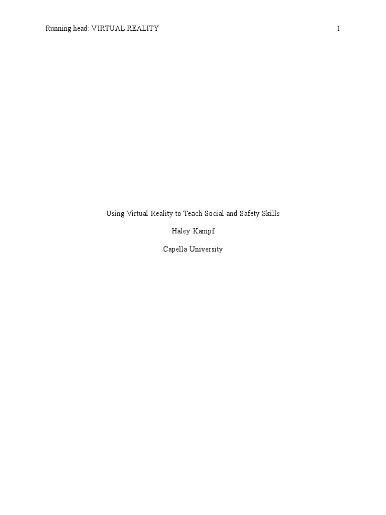 Using Virtual Reality To Teach Social and Safety Skills | PDF | Virtual ...