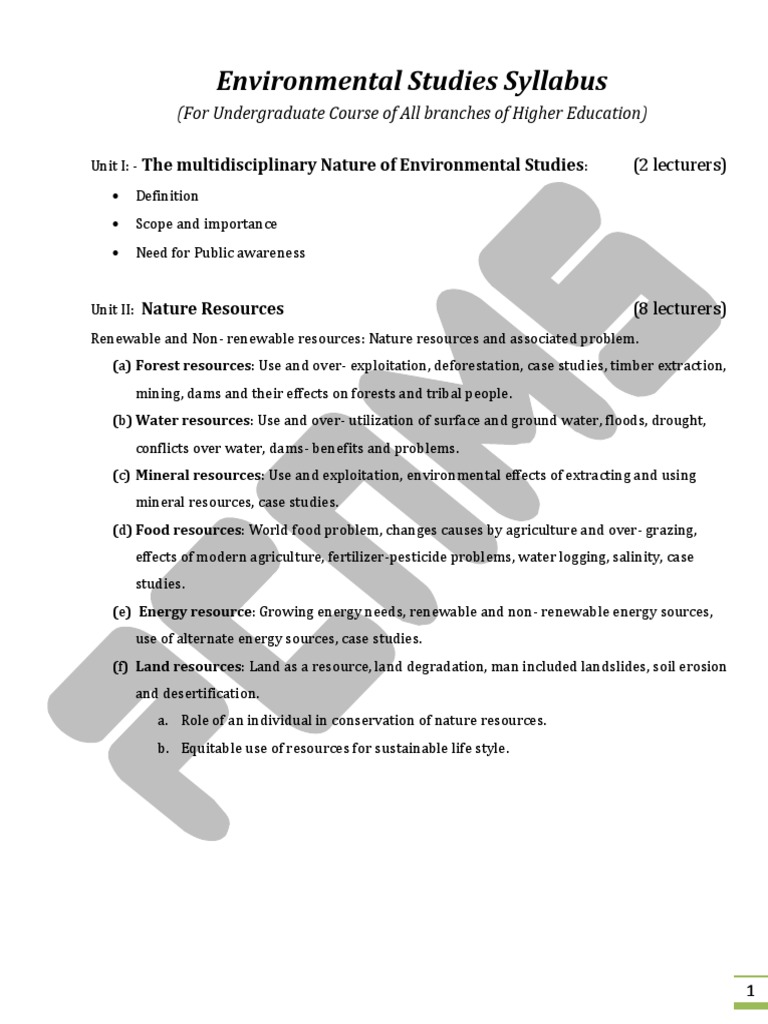 Environmental Studies Syllabus Overview | PDF | Biodiversity | Pollution
