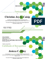 Certificate of Participation: Christine Joy A. Caisip