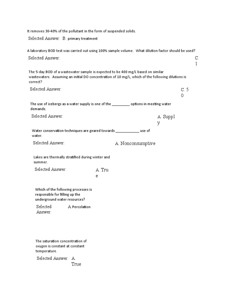 Practice Exam 2 Water PDF Water Pollution Sewage Treatment