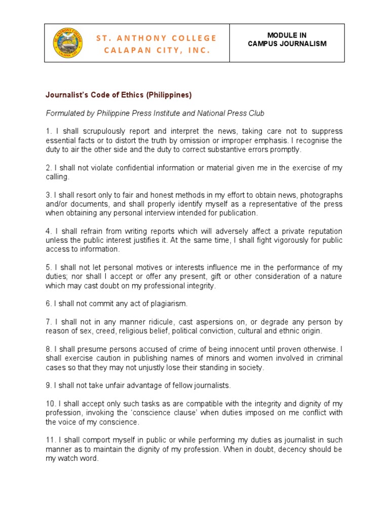 st-anthony-college-calapan-city-inc-journalist-s-code-of-ethics