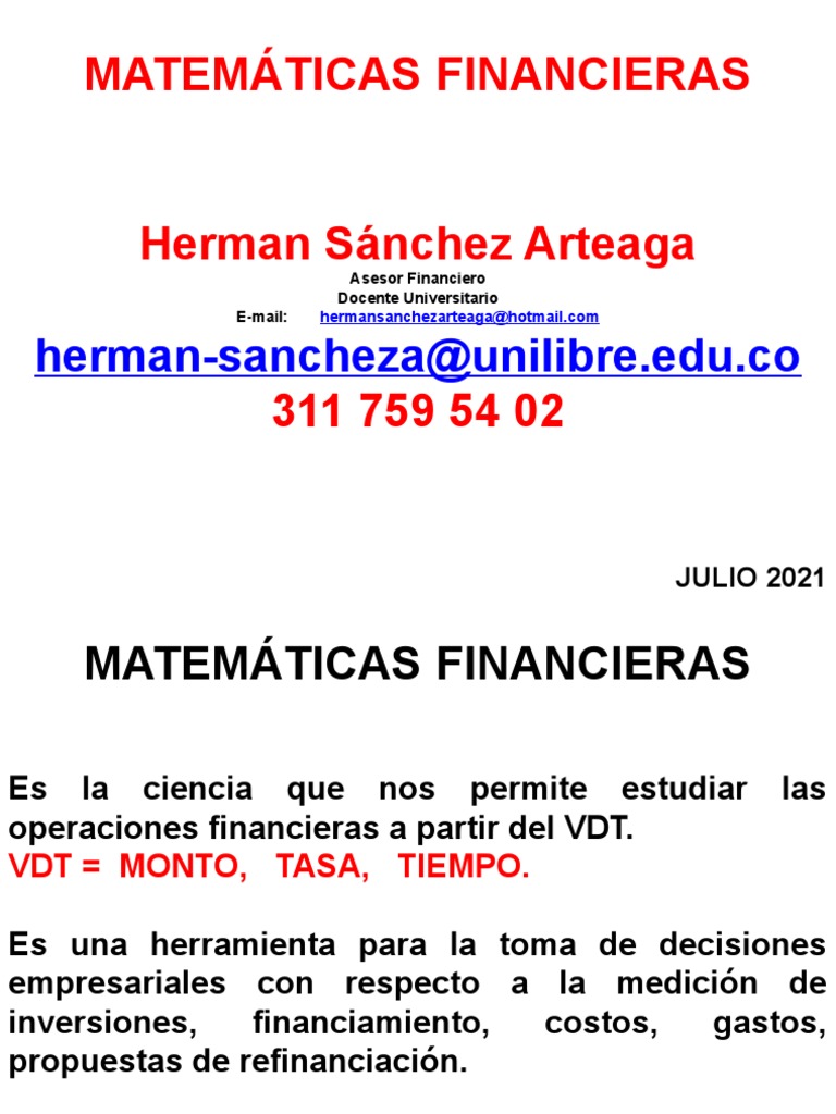 2 Matematicas Financieras 2021 Ii | PDF | Interés | Finanzas Matemáticas