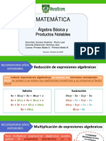 1ro Medio A B Matemática PPT N°1 Álgebra Básica y Productos Notable 05 Al 09 de Octubre