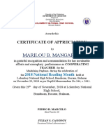 Marilou B. Mangaran: Certificate of Appreciation