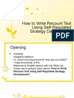 How to Write Recount Text Using Self-Regulated Strategy Development