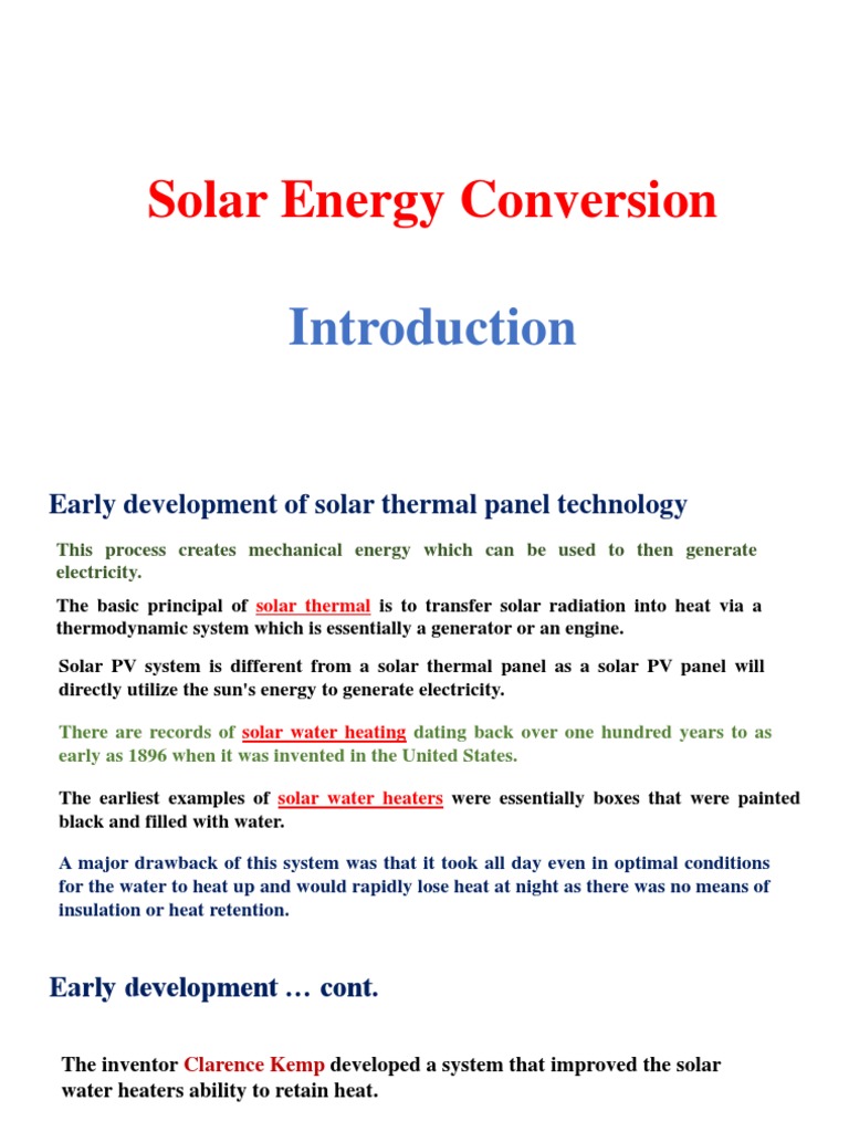 Solar Energy Conversion | PDF | Solar Energy | Water Heating