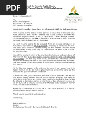 Exemption Letter | PDF | Lifestyle