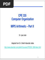 CPE 335 CPE 335 Computer Organization MIPS Arithmetic - Part II