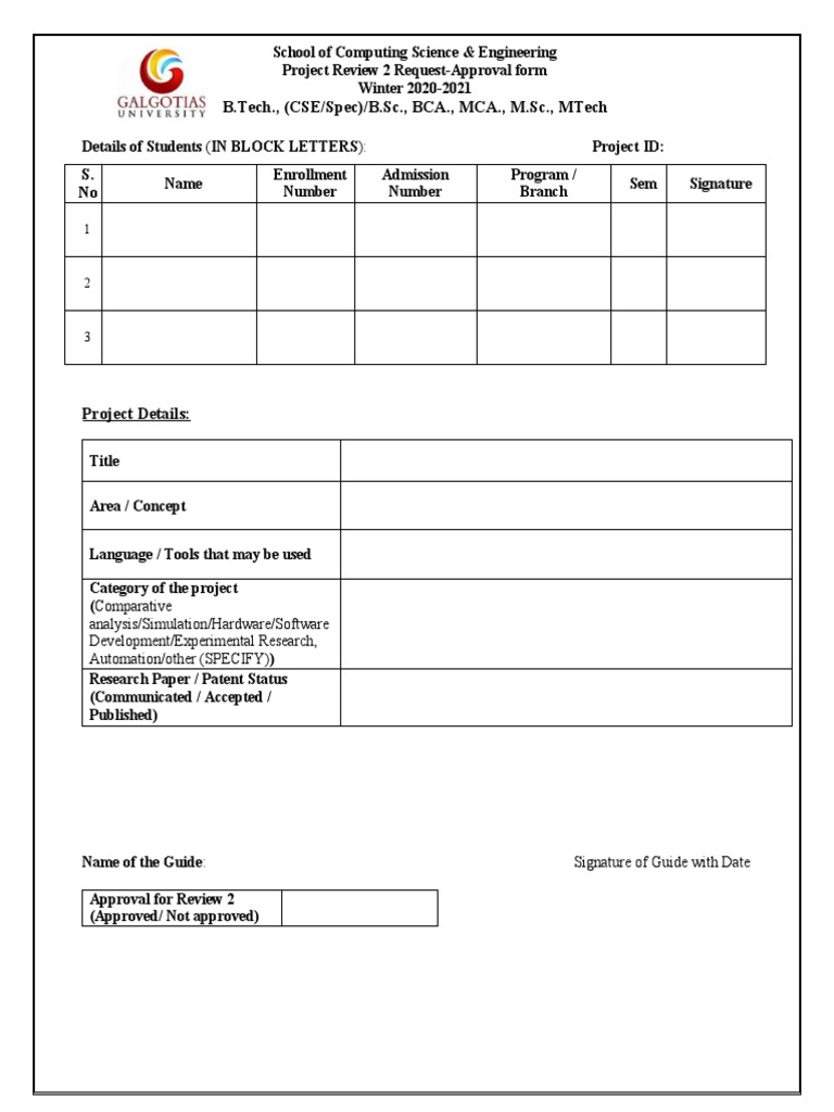 CSE Project Review Approval Form | PDF