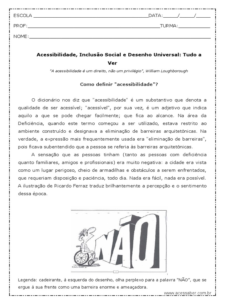 Atividade de Português Acessibilidade Interpretação de Texto 9º Ano ...