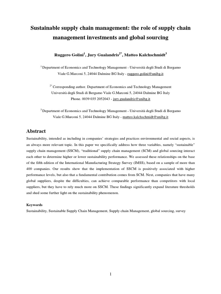 Sustainable Supply Chain Management The | PDF | Supply Chain Management ...
