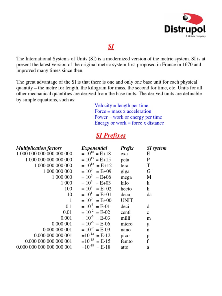 SI Units and Conversion Factors | PDF | International System Of Units ...