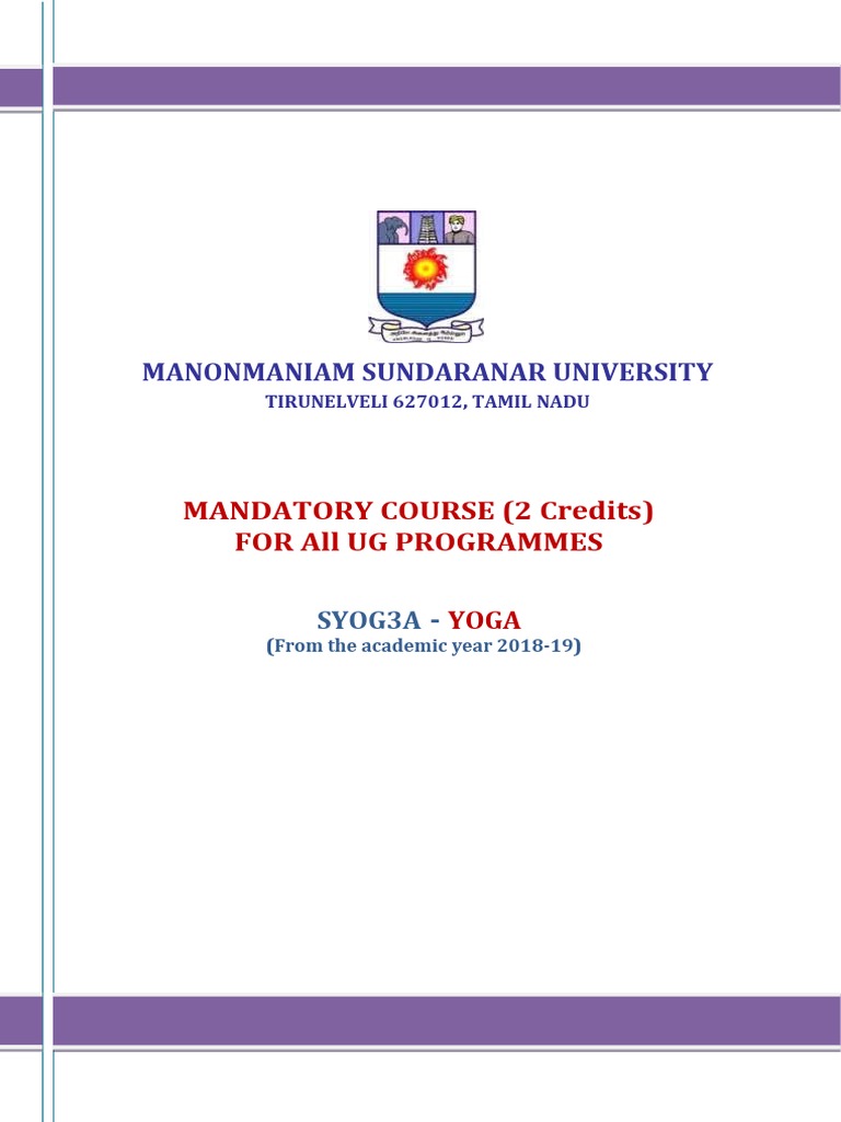 Manonmaniam Sundaranar University: Mandatory Course (2 Credits) For All