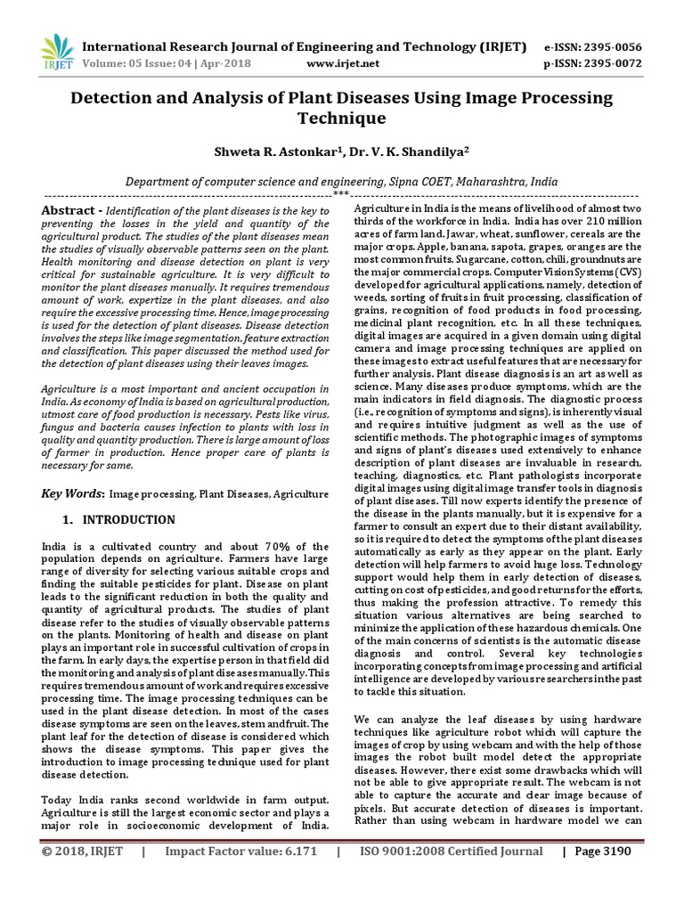 Detection and Analysis of Plant Diseases Using Image Processing ...