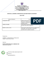 Individual Learners Intervention and Monitoring Plan Report