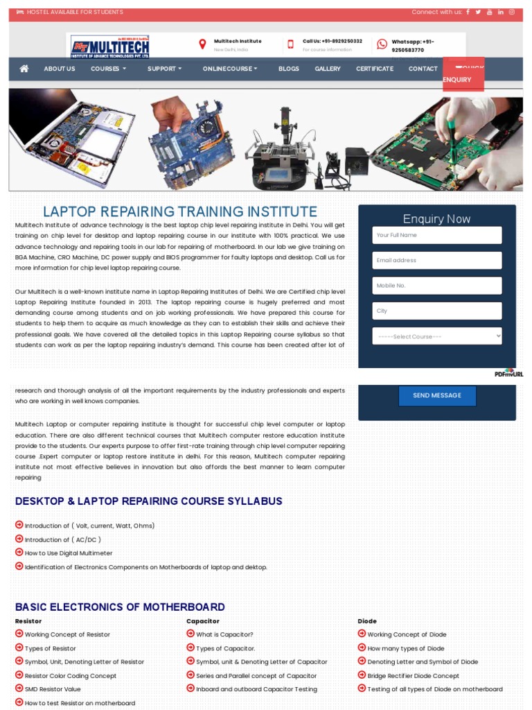 Laptop Chip Level Repair Course Delhi | PDF | Laptop | Bios