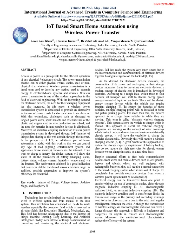 IoT Smart Home Automation with Wireless Power | PDF | Internet Of ...