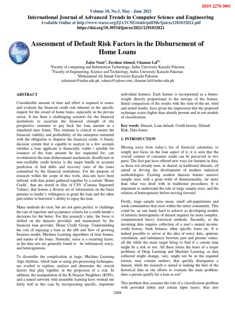 Home Loan Default Risk Assessment | PDF | Machine Learning | Logistic ...