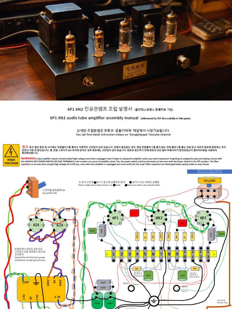 真空管アンプ 6N2 6P1 自作キット シャーシ パーツセット 6N2 - 6P1 Tube Amp Kit Assembly Manual - V1 | PDF