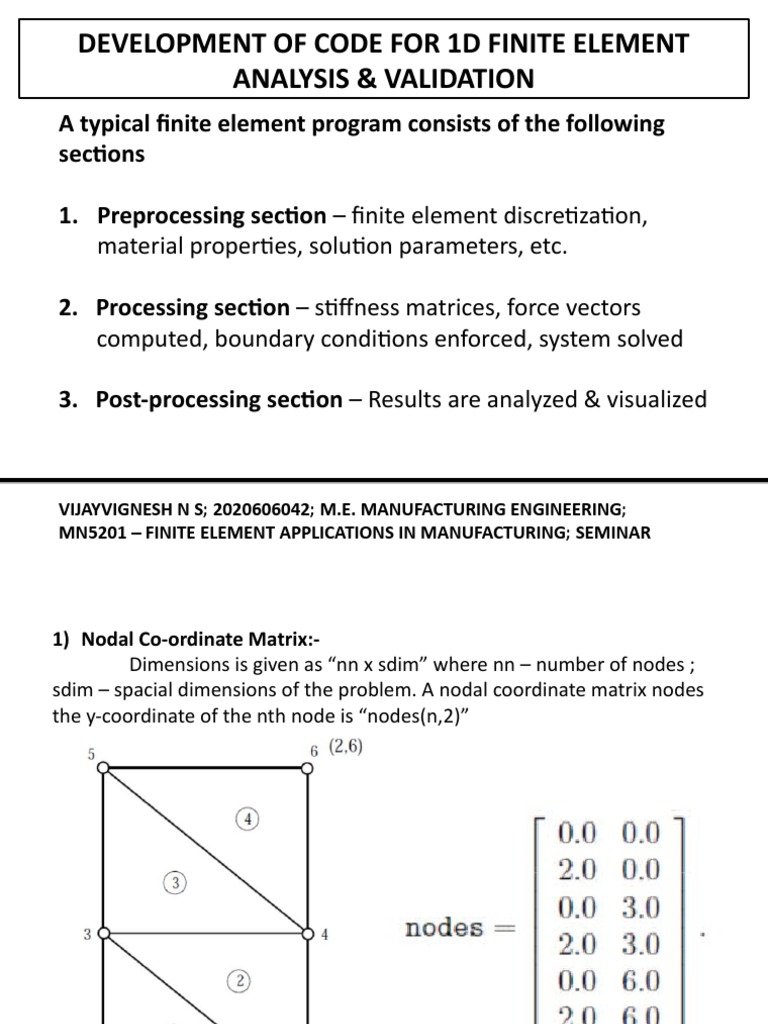 1D Finite Element Analysis Code Development | PDF | Finite Element ...