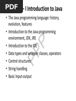 Unit - I Introduction To JAVA