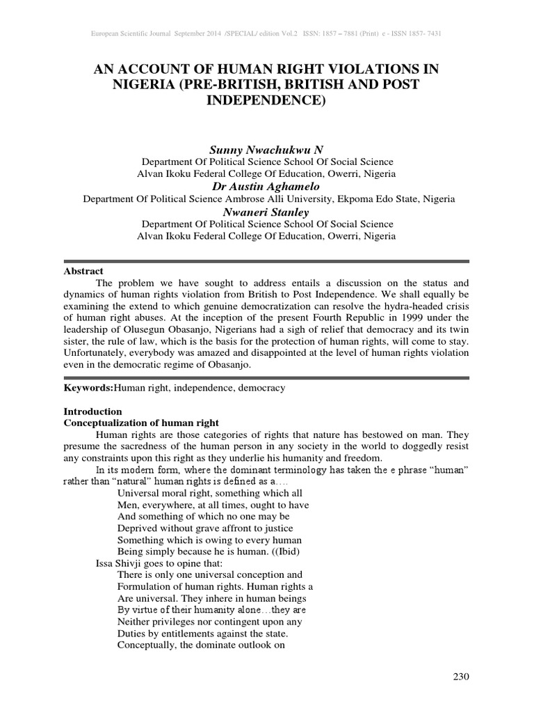 Human Rights Violation in Nigeria | PDF | Nigeria | Colonialism