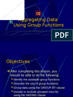 Lecture 6 - Aggregating Data Using Group Functions