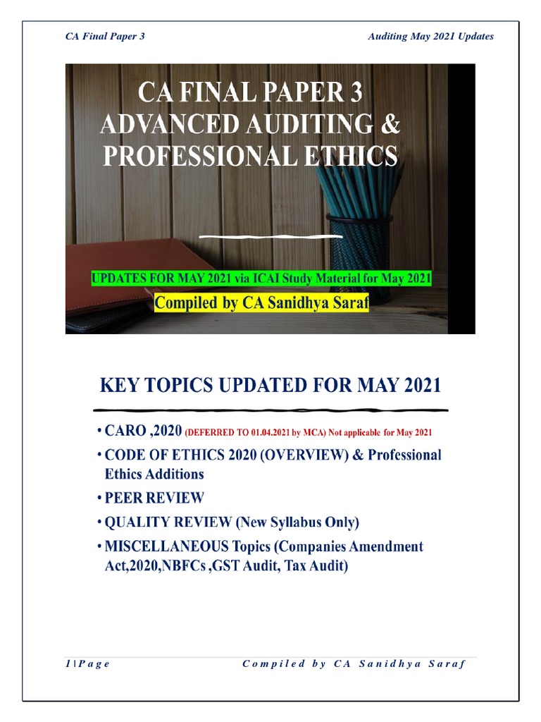 CA Final Auditing Updates May 2021 | PDF | Confidentiality | Audit