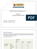 Marketing Management - 1: Assignment 1 Comparative Response Strategies