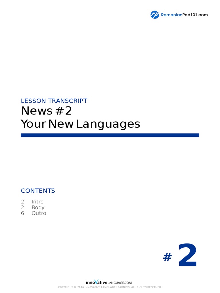 News #2 Your New Languages: Lesson Transcript | PDF | Computing | World ...