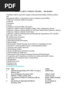 Css Syllabus Current Affairs - 100 Marks