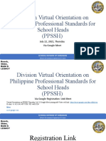 Division Virtual Orientation On Philippine Professional Standards For School Heads (PPSSH)