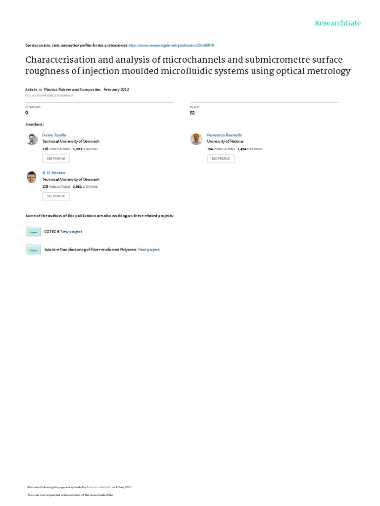 Characterisation and Analysis of Microchannels and Submicrometre ...