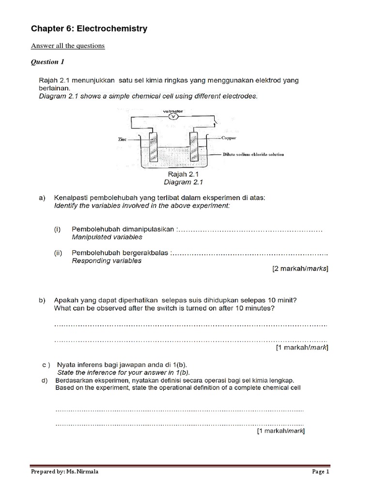 Chapter 6 Electrochemistry Answer All The Questions PDF