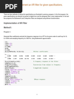 To Design and Implement An IIR Filter For Given Specifications